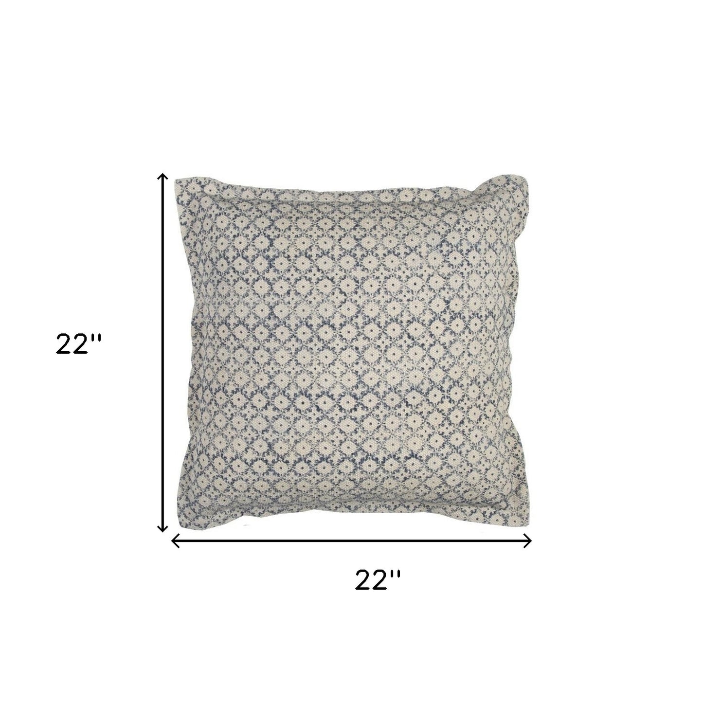 Blue Beige Distressed Block Throw Pillow-2