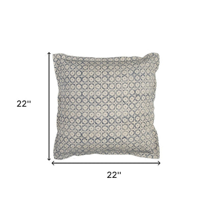Blue Beige Distressed Block Throw Pillow-2