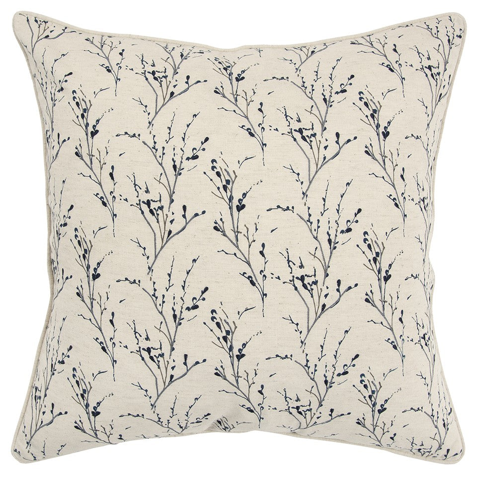 Blue Tiny Floral Buds Throw Pillow-0