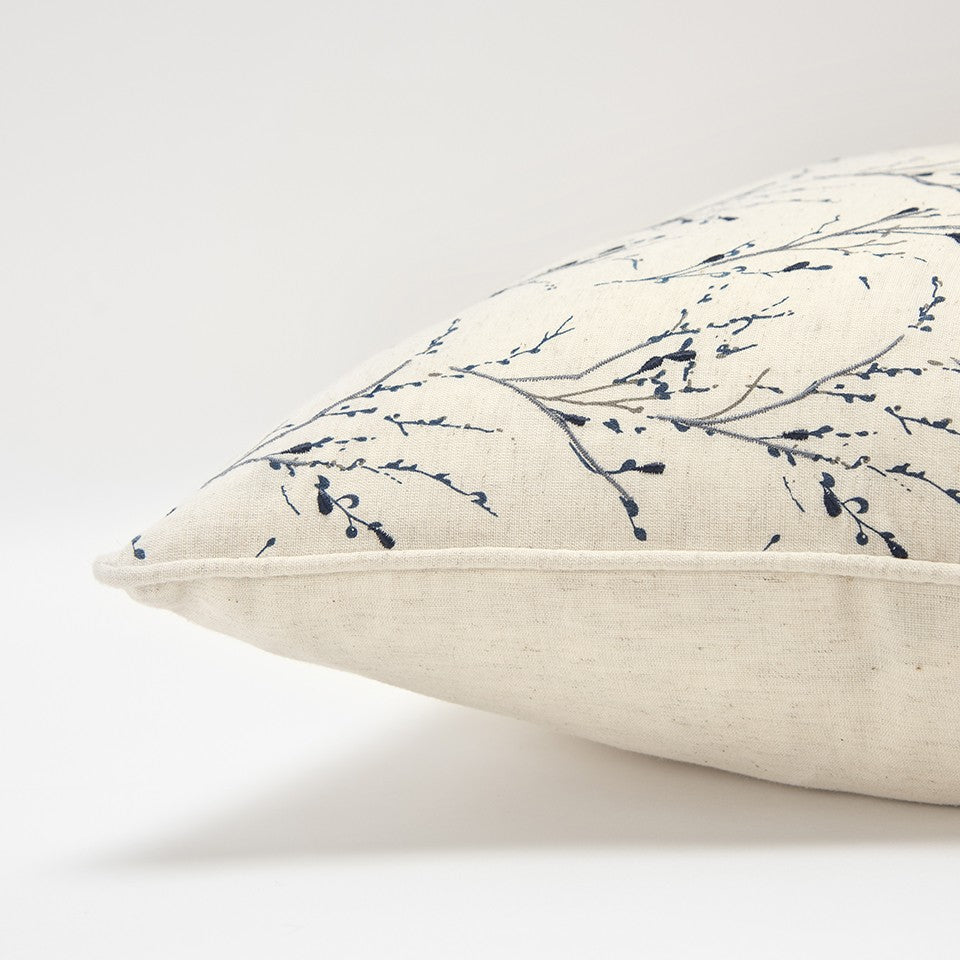 Blue Tiny Floral Buds Throw Pillow-3