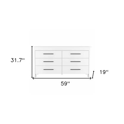 59" White Six Drawer Double Dresser-4