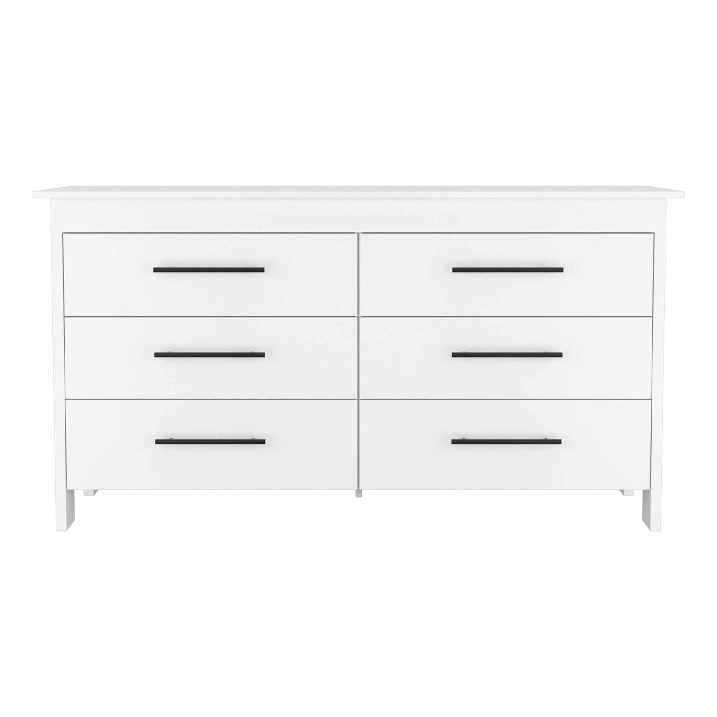 59" White Six Drawer Double Dresser-1