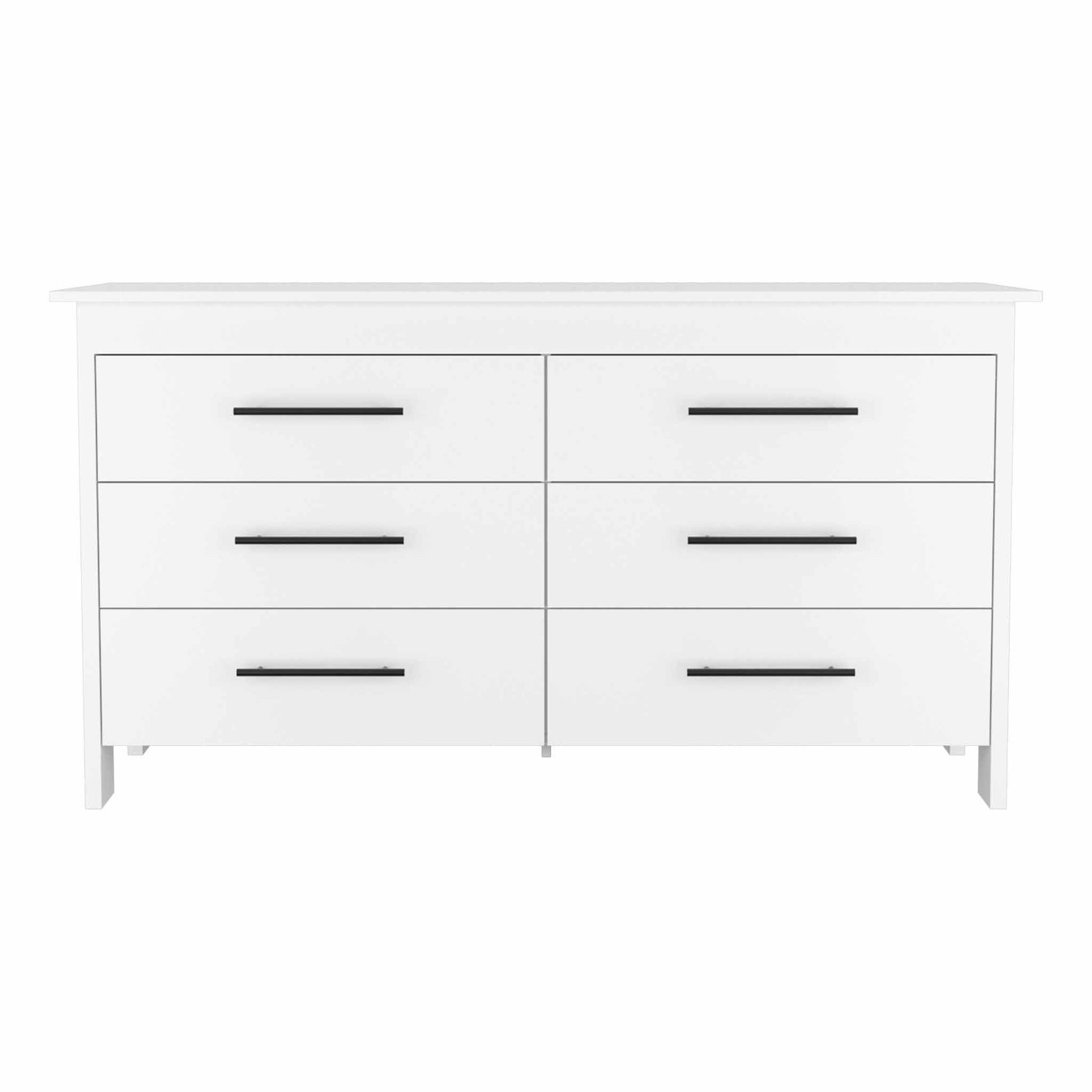 59" White Six Drawer Double Dresser-1