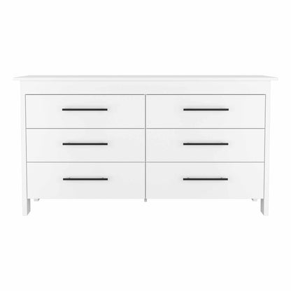 59" White Six Drawer Double Dresser-1