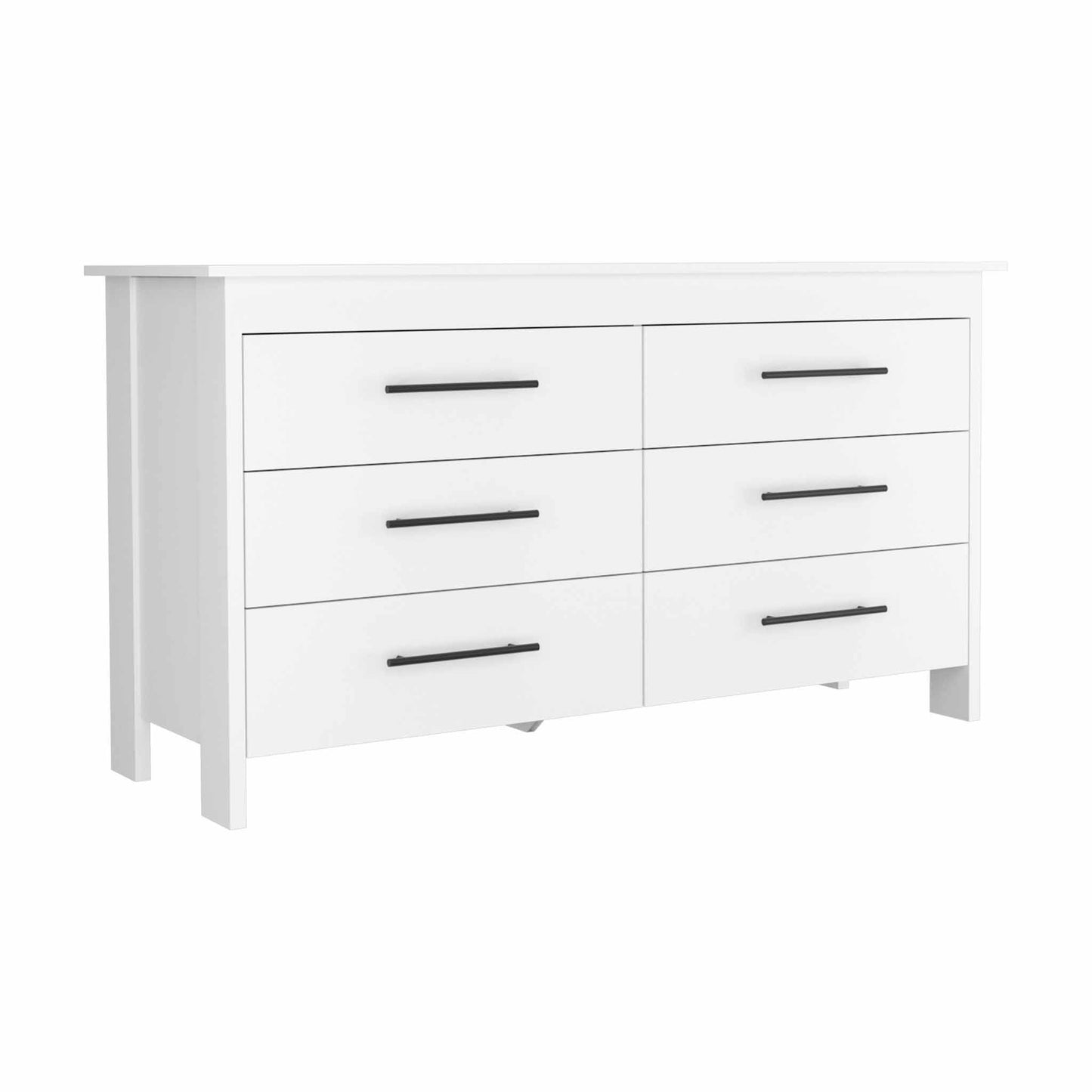 59" White Six Drawer Double Dresser-2