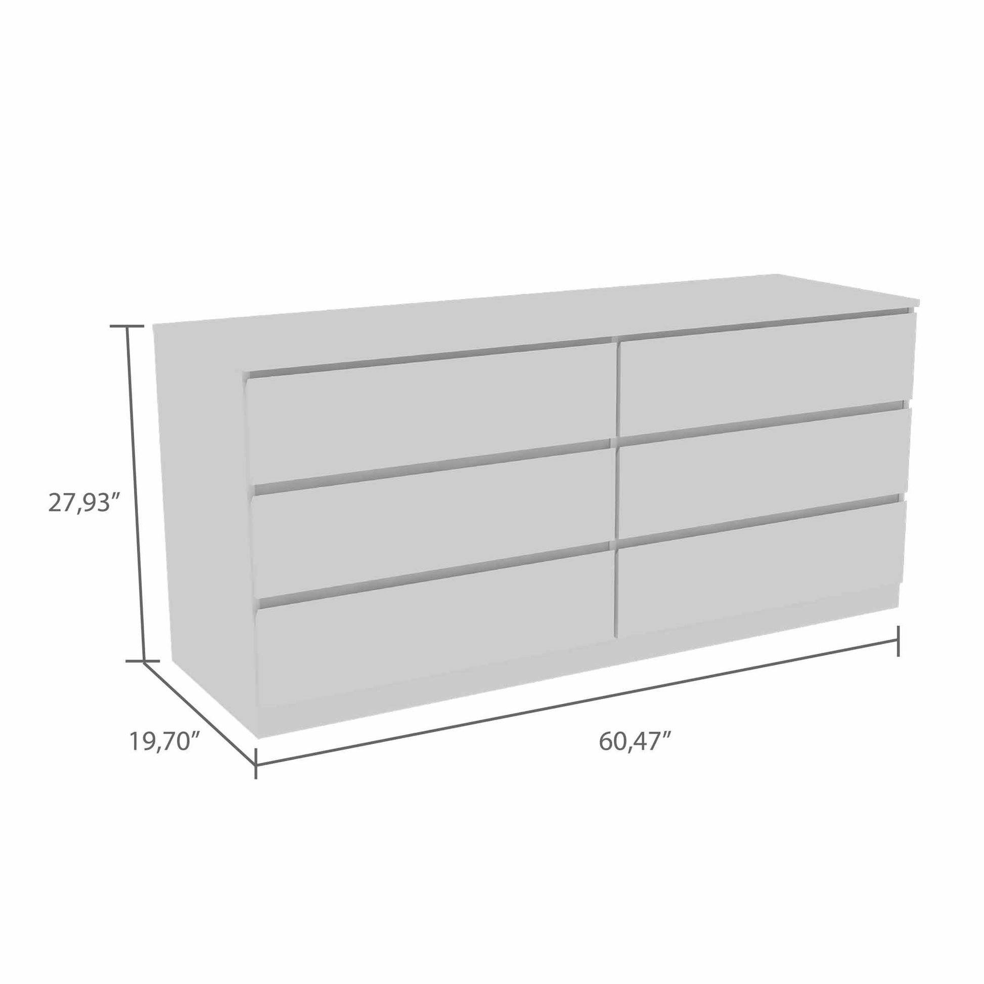 60" White Six Drawer Double Dresser-7
