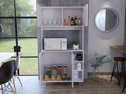 71" Modern White Pantry Cabinet with Five Shelves-6