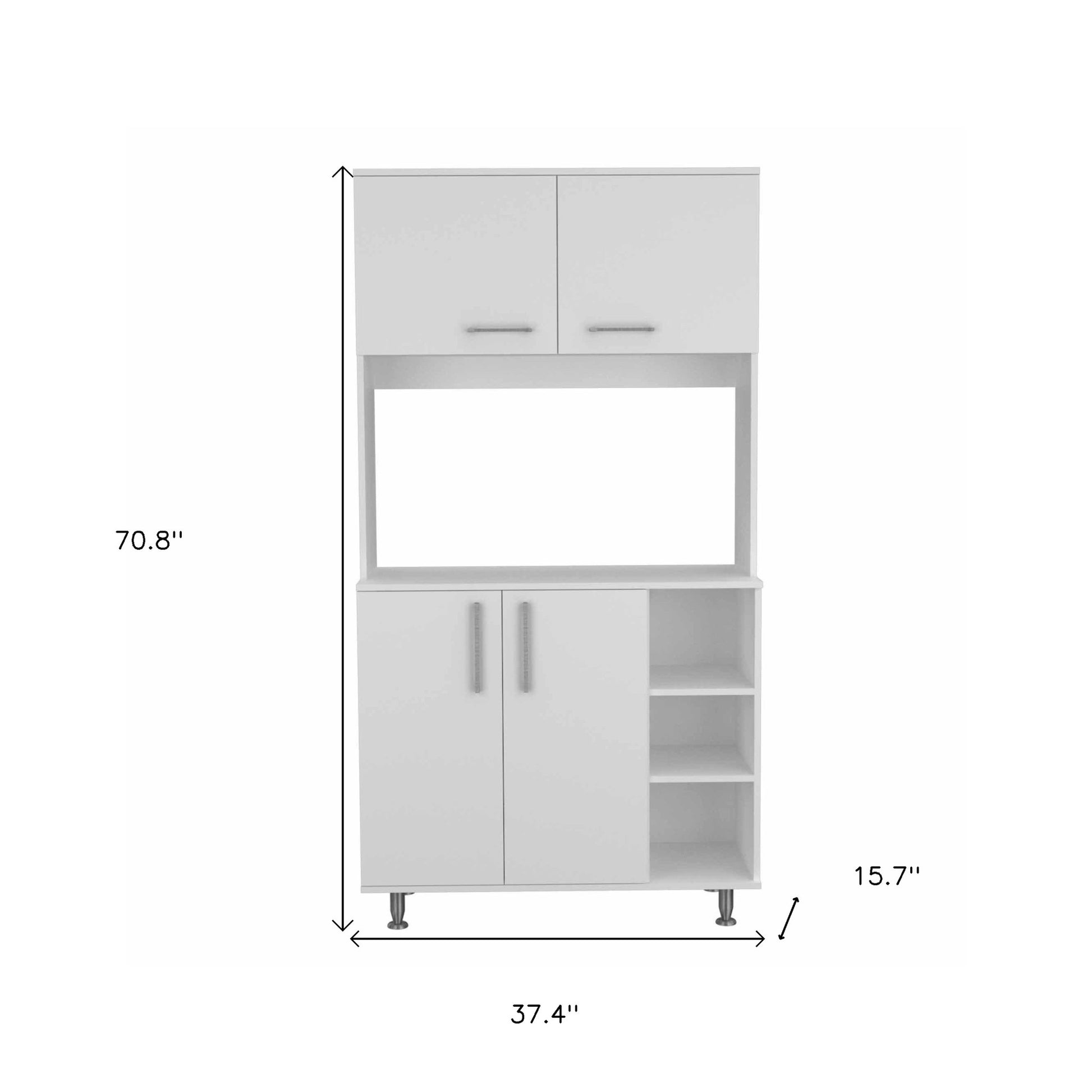 71" Modern White Pantry Cabinet with Five Shelves-7