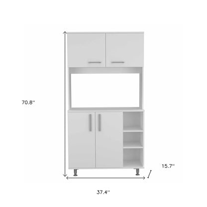 71" Modern White Pantry Cabinet with Five Shelves-7