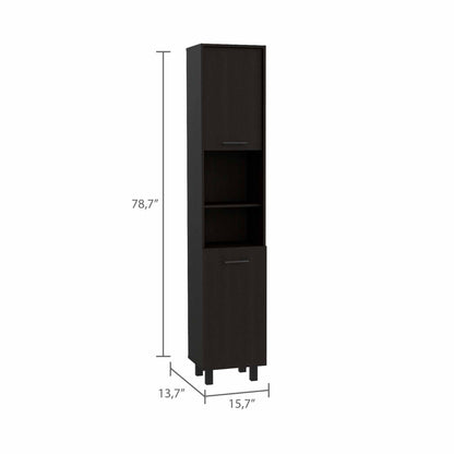 79" Modern Black Pantry Cabinet with Five Shelves-8