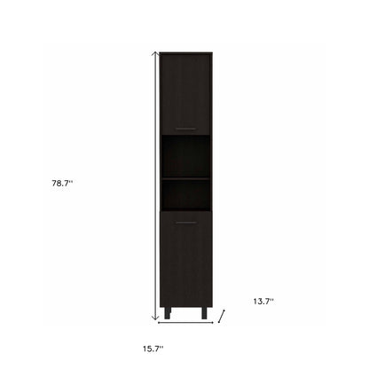 79" Modern Black Pantry Cabinet with Five Shelves-7
