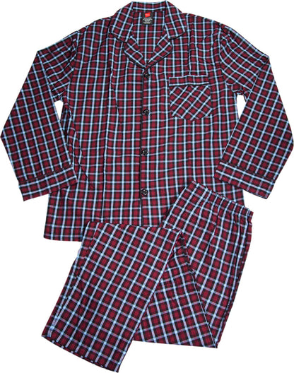 Hanes Men's Woven Cotton Blend Long Sleeve Plaid Sleepwear Pajama Set, 40290-5