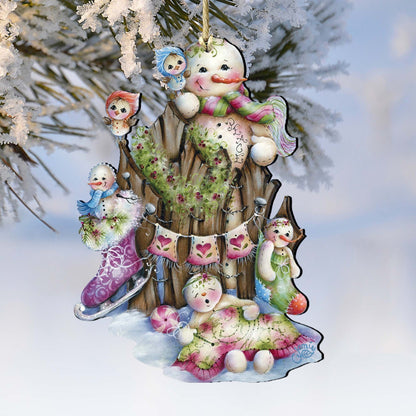 Christmas Time Wooden Ornaments by Jamie Mills-Price - Christmas Santa Snowman Decor - 8457502-0