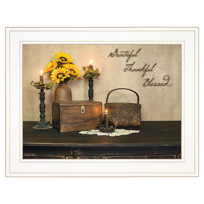 Grateful Thankful Blessing White Framed Print Wall Art-1