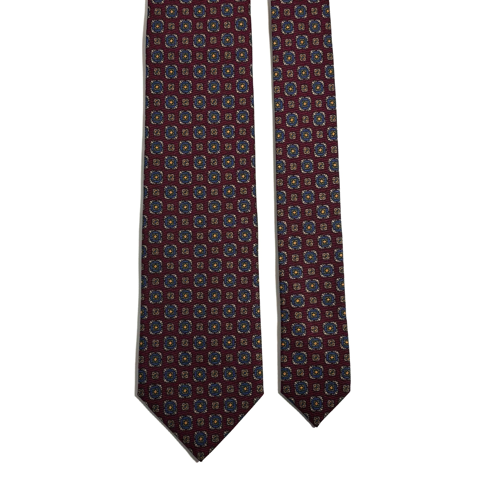 Burgundy Geometric Italian Madder Silk Tie-2