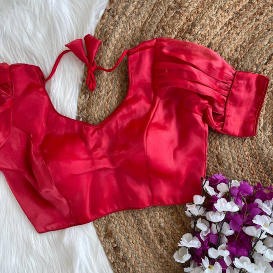 Noelle Red Organza Puff Jimmy Choo Blouse-0