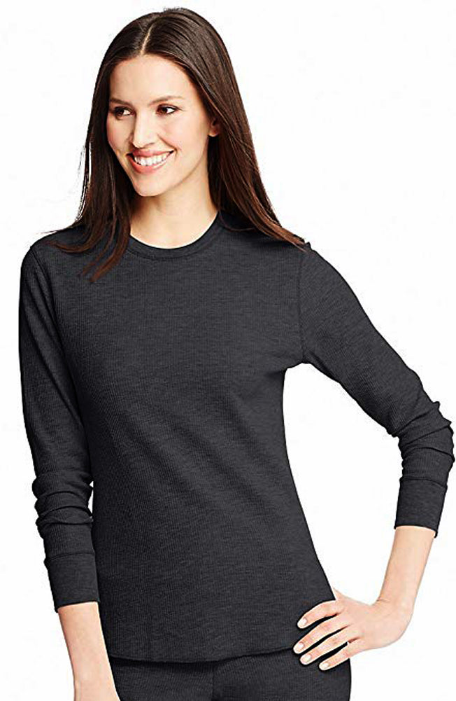 Hanes Women's X-Temp Thermal Underwear - Solids and Printed Long Sleeve Crew Top-5