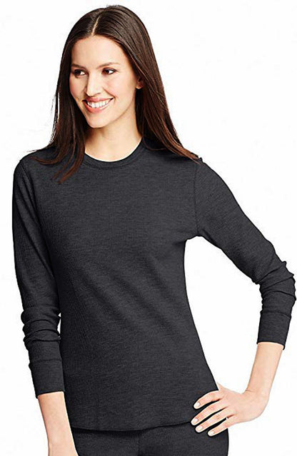 Hanes Women's X-Temp Thermal Underwear - Solids and Printed Long Sleeve Crew Top-5