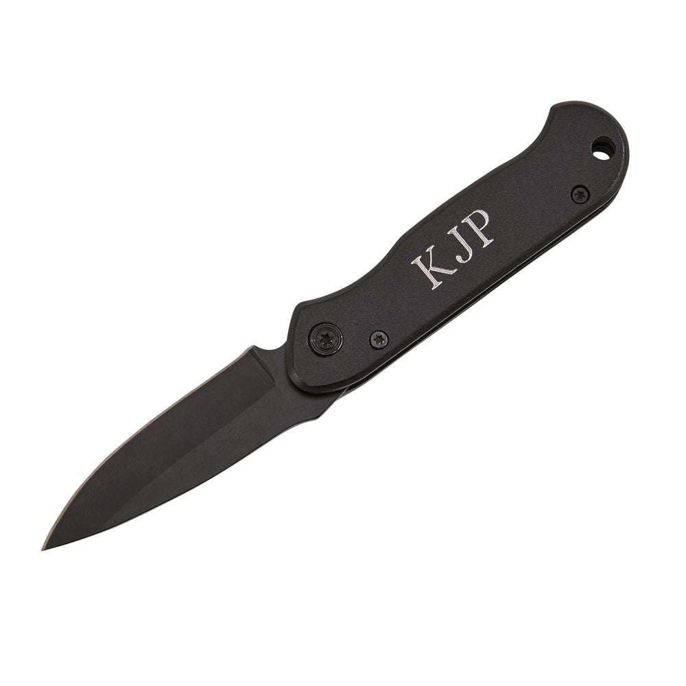 All Black Locking Pocket Knife 3.5" L Closed-1