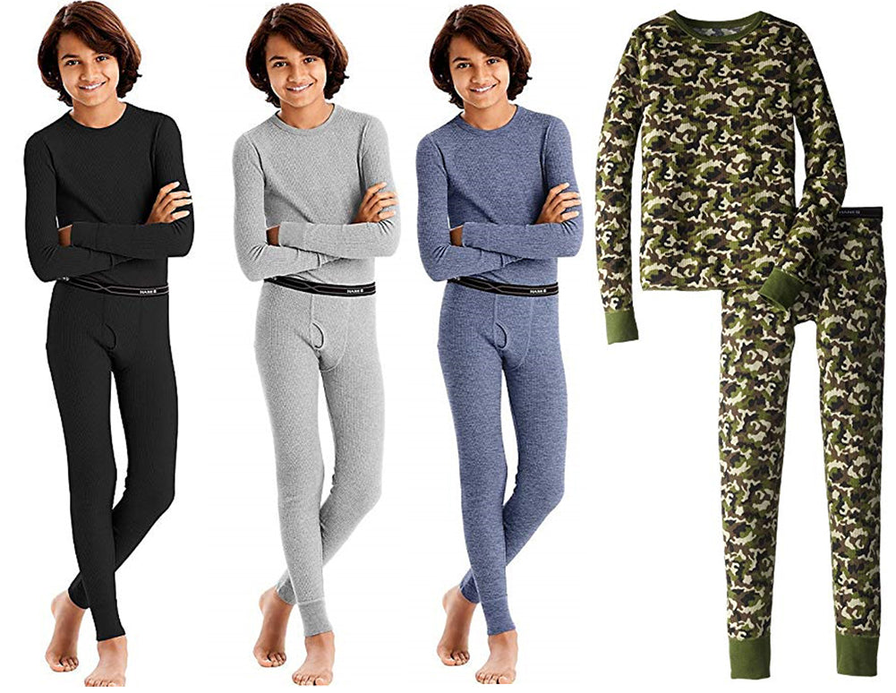 Hanes Boy's X-Temp Ultimate Thermal Underwear Preshrunk Sets Solid or Printed-0