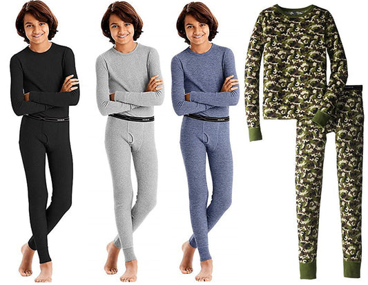 Hanes Boy's X-Temp Ultimate Thermal Underwear Preshrunk Sets Solid or Printed-0