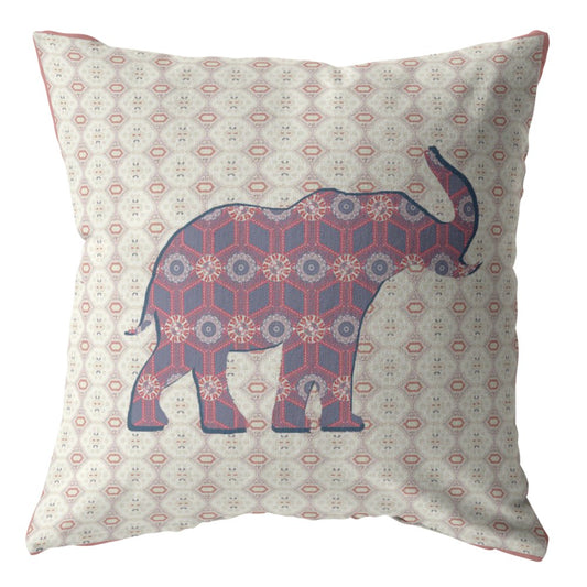 18" Magenta Elephant Zip Suede Throw Pillow-0