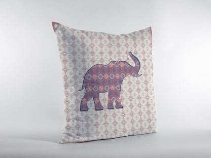 18" Magenta Elephant Zip Suede Throw Pillow-1