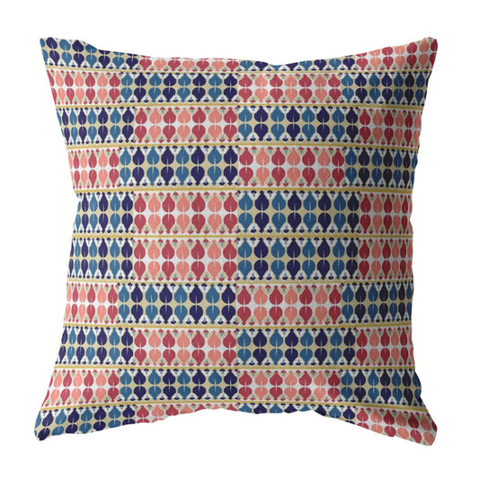 16" Red Blue Spades Zippered Suede Throw Pillow-0