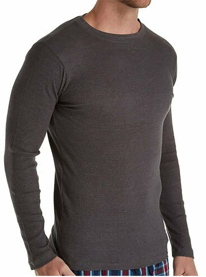 Hanes Men's Big Man Top Solid Long Sleeve Waffle Crew Shirt-5