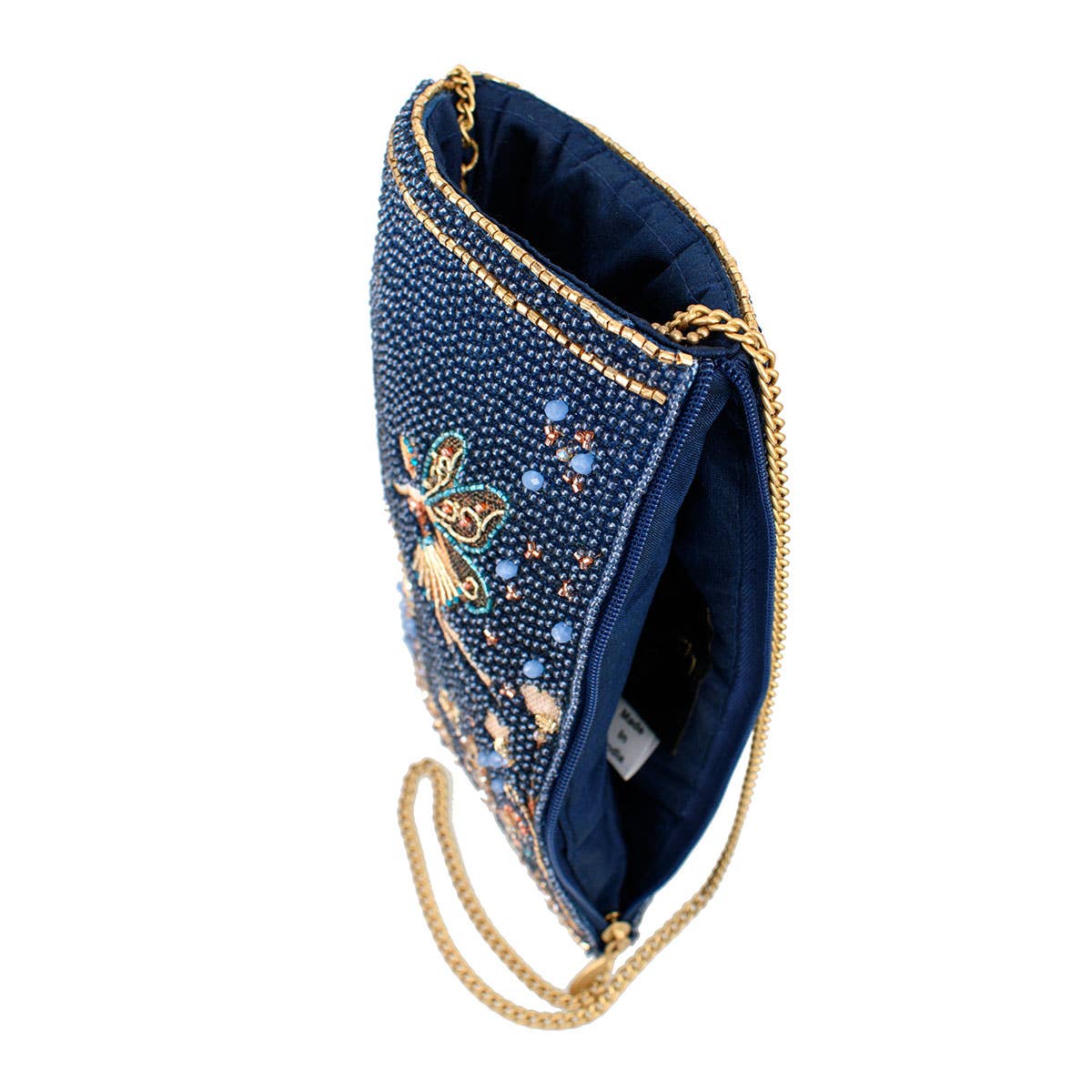 Fairy Dust and Floral Blue Beaded Crossbody Phone Bag-4