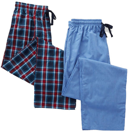 Hanes Men's Big and Tall Woven Pants - 2 Pack Plaid and Solid-1