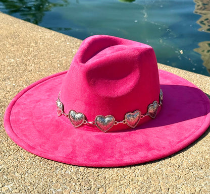 Heartbeat Suede Wide Brim Fedora Hat - Vegan Suede, Adjustable Straps, 10cm Brim, 12cm Height, Unisex Fashion Accessory-0