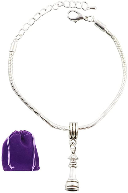 Chess Jewelry | Great Chess Gifts of a Queen Chess Piece Stainless Steel Snake Chain Charm Bracelet for a Chess Teacher or to go with your Chess Costume or anyone that Loves Chess Books for Adults-0