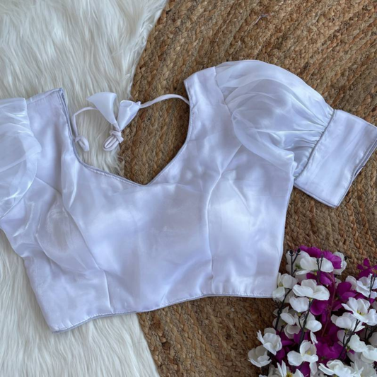 Noelle White Organza Puff Jimmy Choo Blouse-0