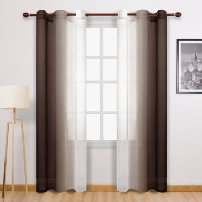 DWCN Ombre Sheer Curtains, Set of 2 Panels-6