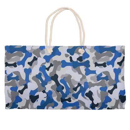 Bone Camo Blue Weekender Tote-0