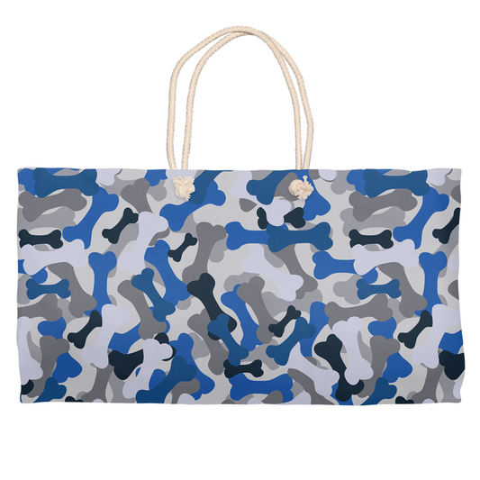Bone Camo Blue Weekender Tote-0