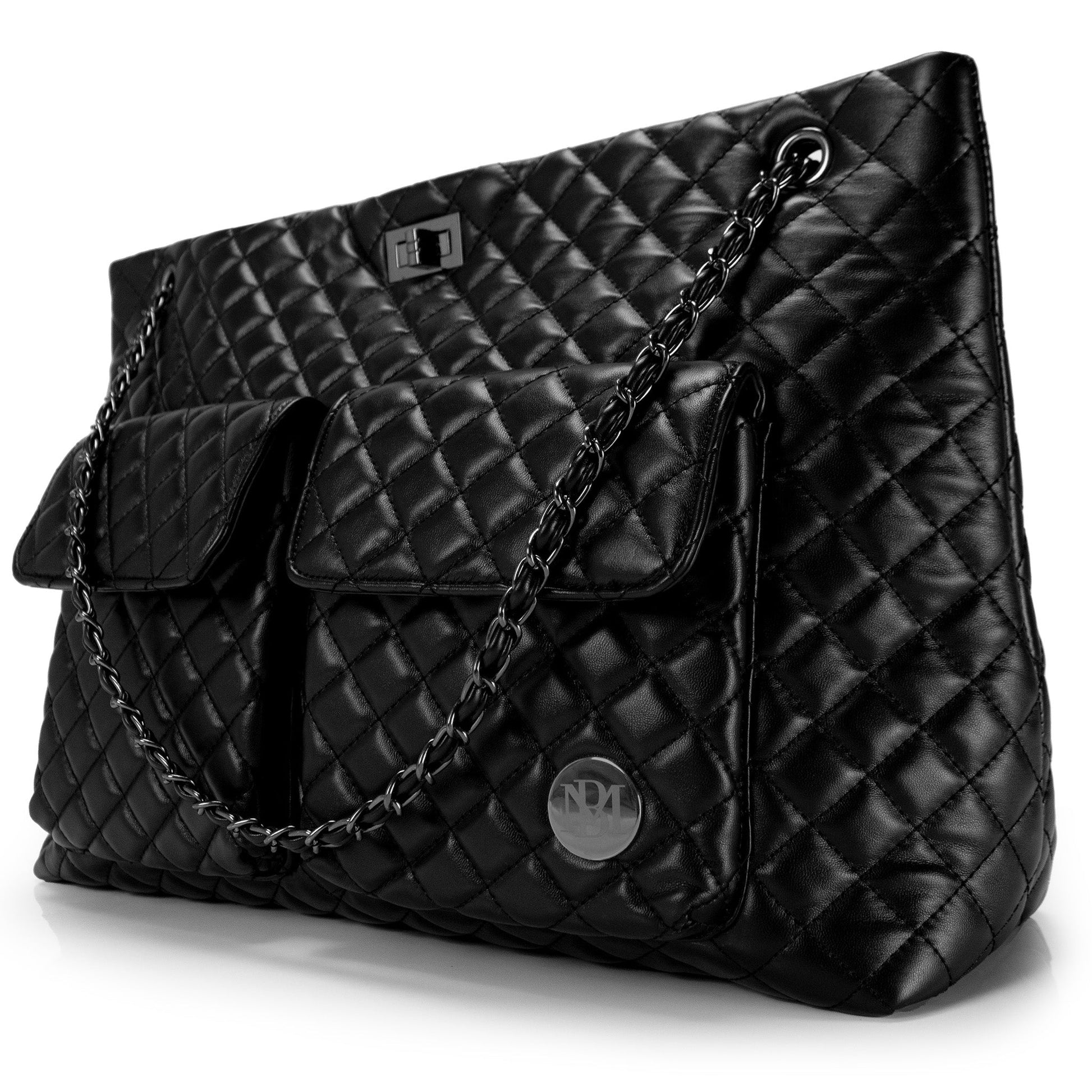 Diana Quilted Vegan Leather Weekender Tote Bag-5