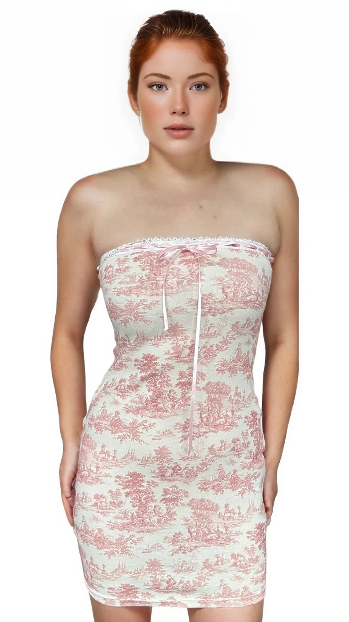 Coquette vintage inspired red print tube dress-3