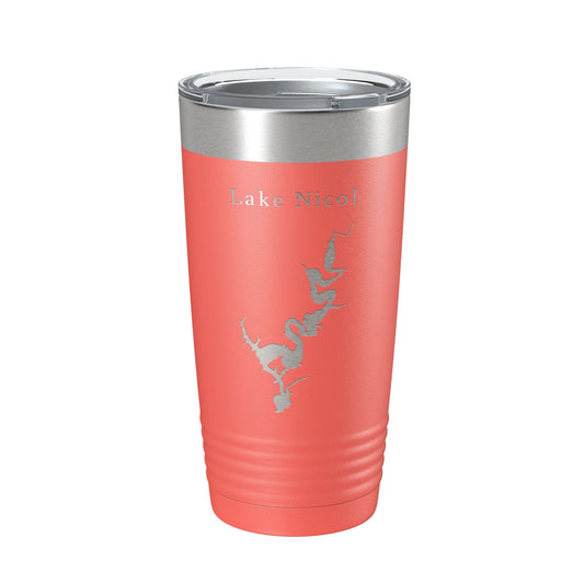 Lake Nicol Map Tumbler Travel Mug Insulated Laser Engraved Coffee Cup Alabama 20 oz-20
