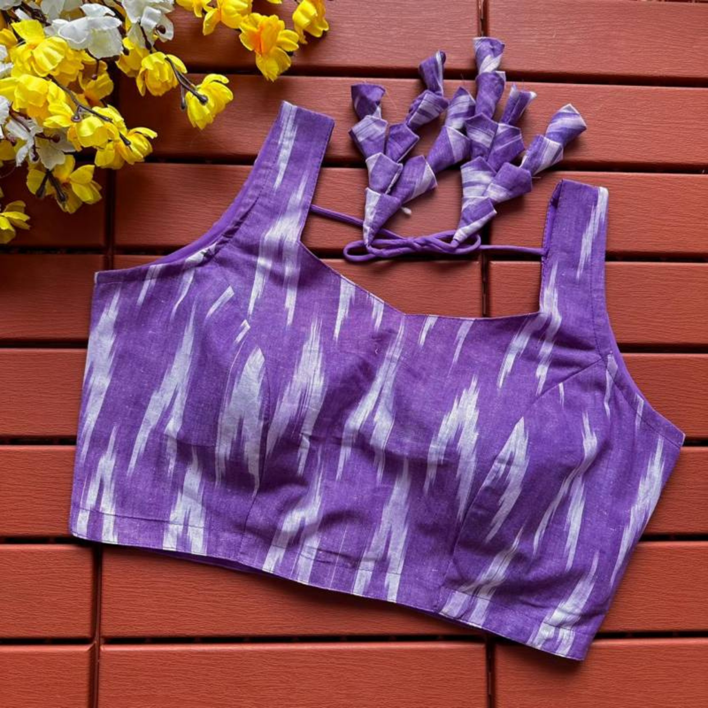 Eshani Purple Ikat Cotton Blouse-0