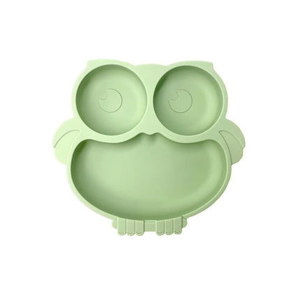 Silicone Baby Tableware Set with Suction Bowl and Owl