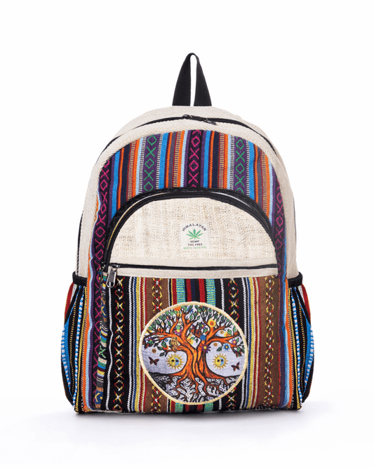 Kathmandu Collection Handmade Cotton and Hemp Tree of Life Backpack-0