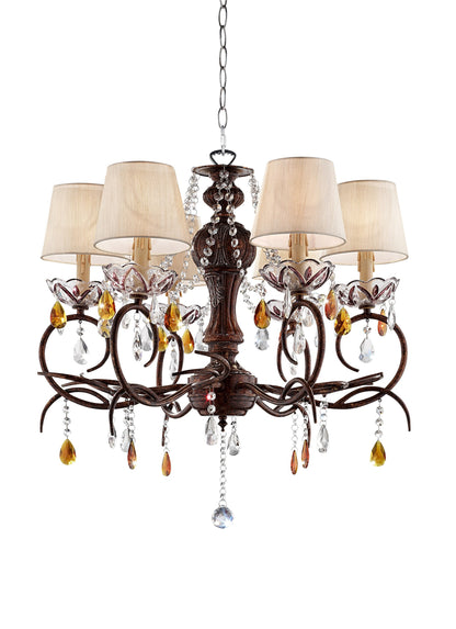 Burnished Bronze Hanging Ceiling Lamp with Clear and Amber Crystals-0