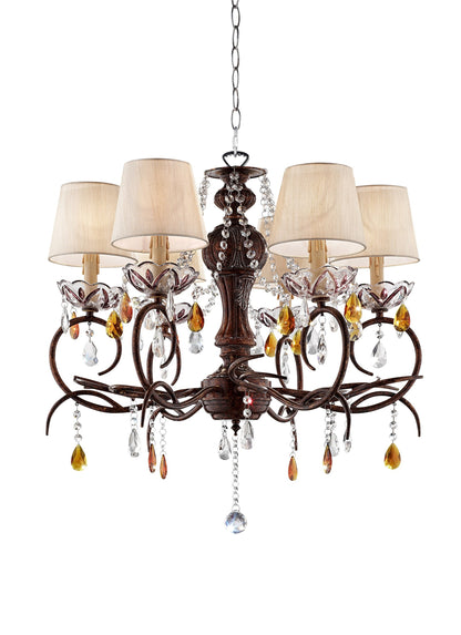 Burnished Bronze Hanging Ceiling Lamp with Clear and Amber Crystals-1