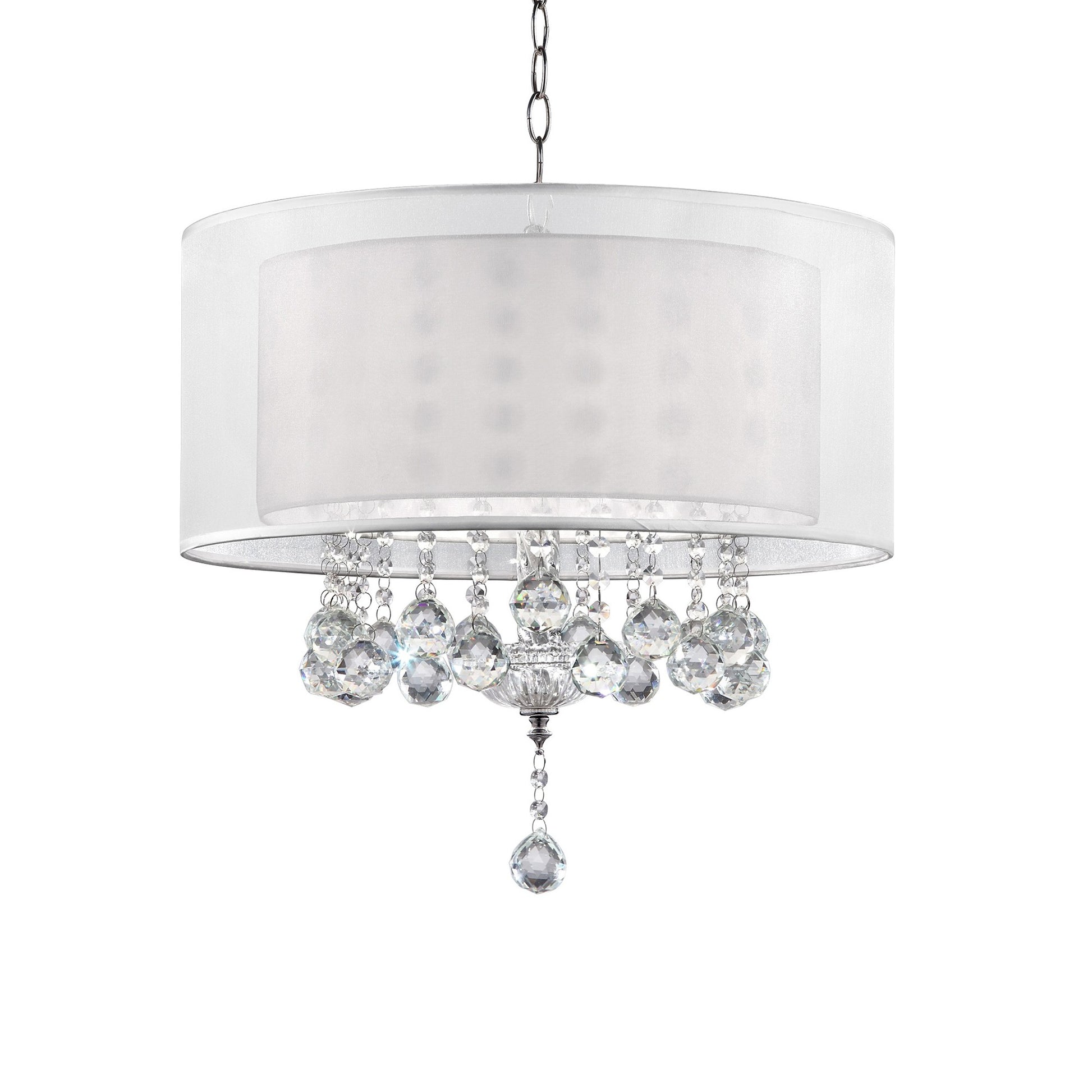 Chic Silver Ceiling Lamp with Crystal Accents and Silver Shade-0