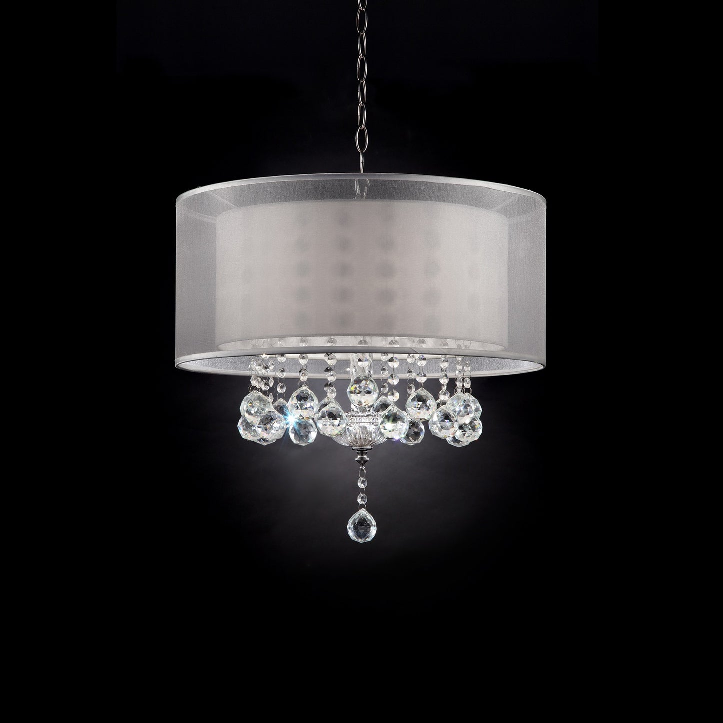 Chic Silver Ceiling Lamp with Crystal Accents and Silver Shade-4