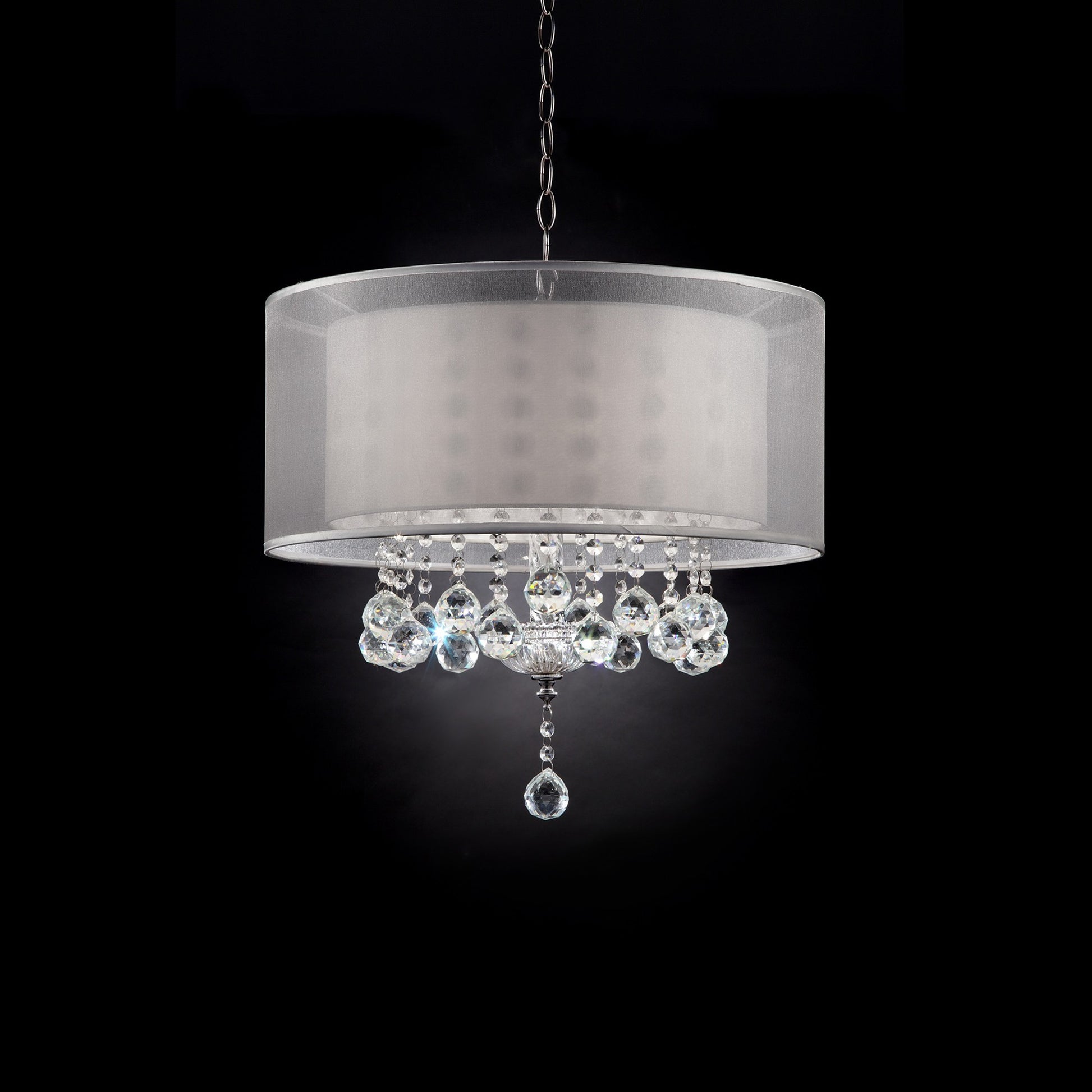 Chic Silver Ceiling Lamp with Crystal Accents and Silver Shade-4
