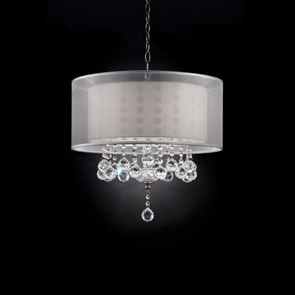 Chic Silver Ceiling Lamp with Crystal Accents and Silver Shade-4