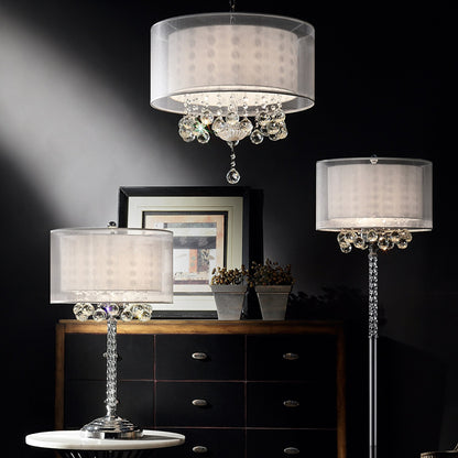 Chic Silver Ceiling Lamp with Crystal Accents and Silver Shade-5